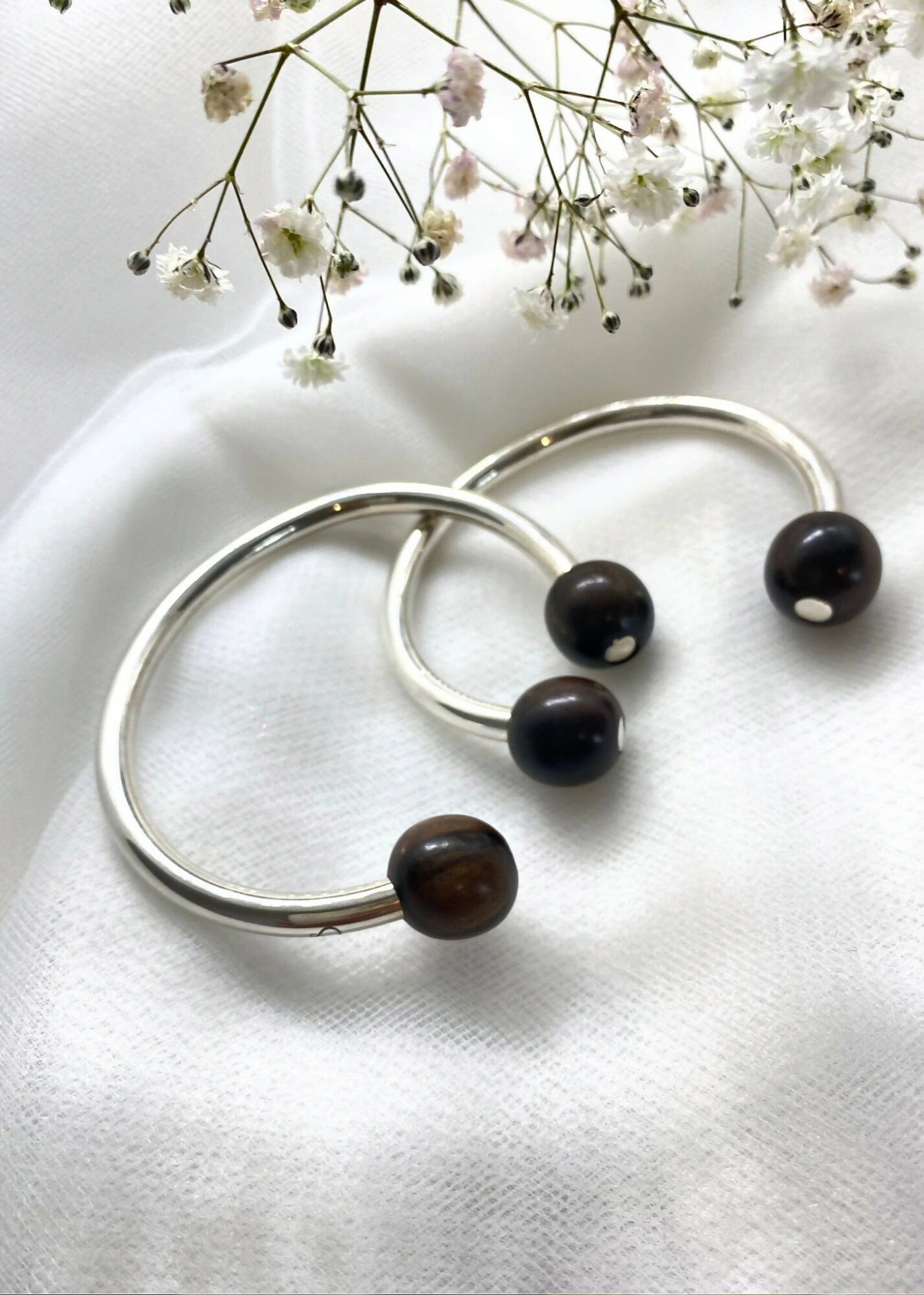 Lana Double Bead Torque Bangle - 3 colours by Silverwood® jewellery - Bare Fashion