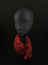 Load image into Gallery viewer, Red Fake Fur and Grosgrain Head Scarf by JCN Fascinators - Bare Fashion
