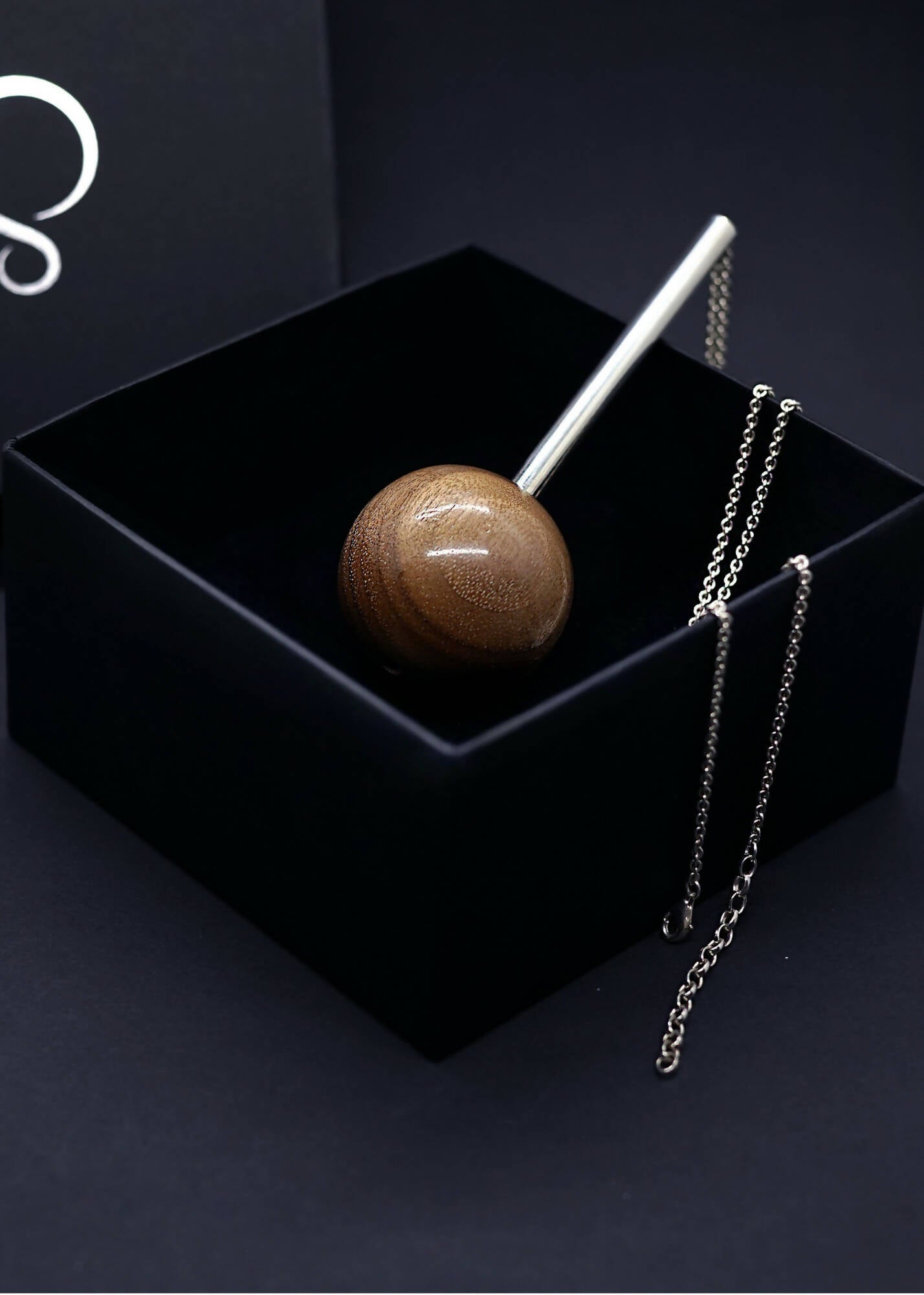 Gaia Large Sphere & Silver Tube Necklace - Long by Silverwood® jewellery - Bare Fashion