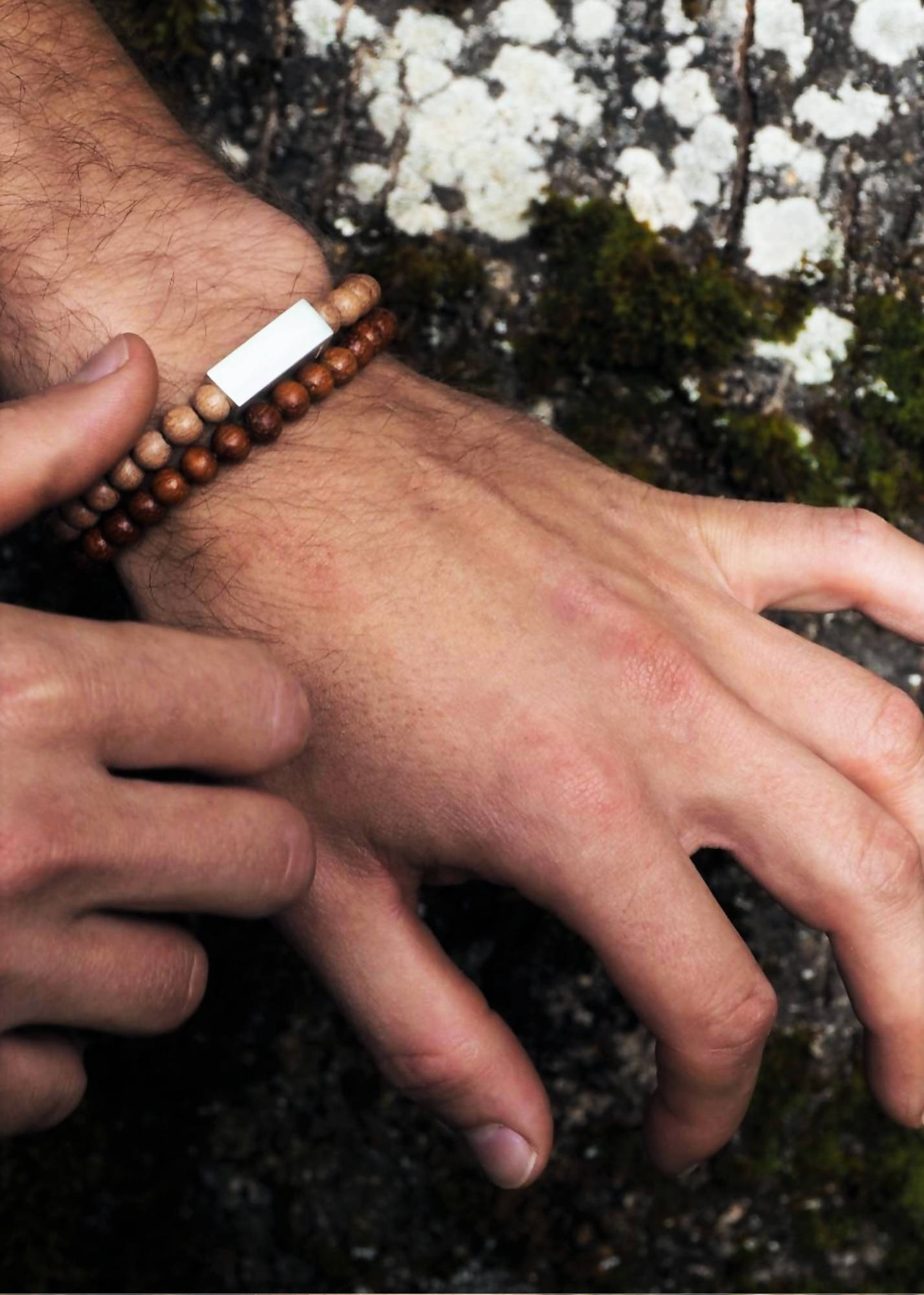 Brier Silver Block and Red Bead Unisex Bracelet by Silverwood® jewellery - Bare Fashion