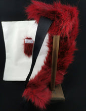 Load image into Gallery viewer, Red Fake Fur and Grosgrain Head Scarf by JCN Fascinators - Bare Fashion
