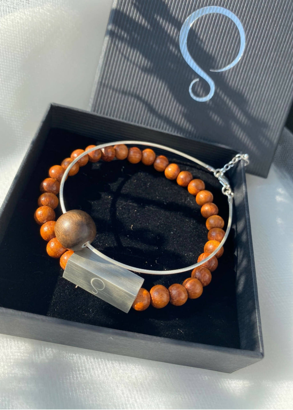 Brier Silver Block and Red Bead Unisex Bracelet by Silverwood® jewellery - Bare Fashion