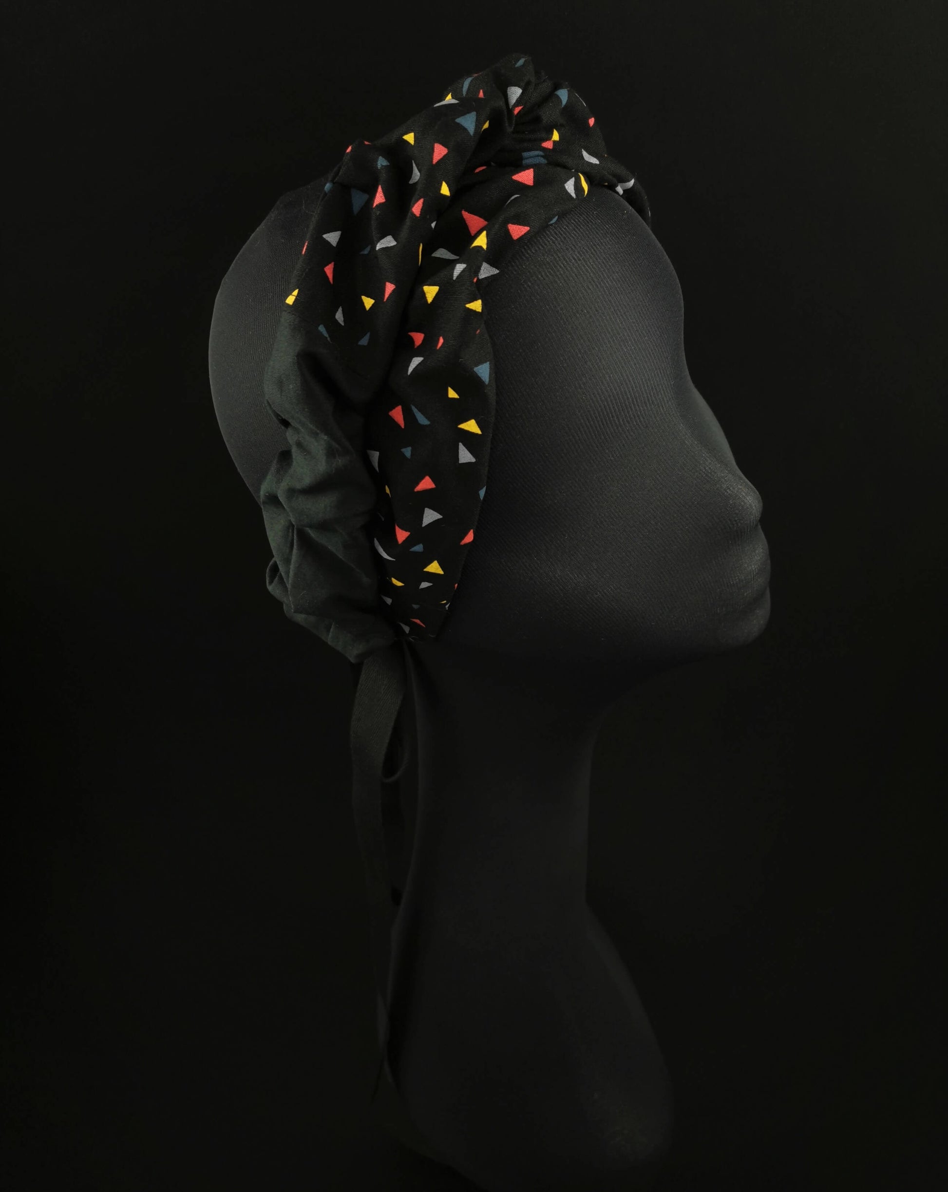 Multicolor Geometric Head Scarf in Cotton by JCN Fascinators - Bare Fashion