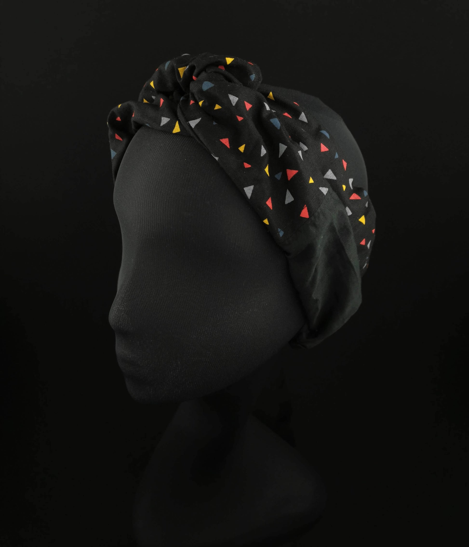 Multicolor Geometric Head Scarf in Cotton by JCN Fascinators - Bare Fashion