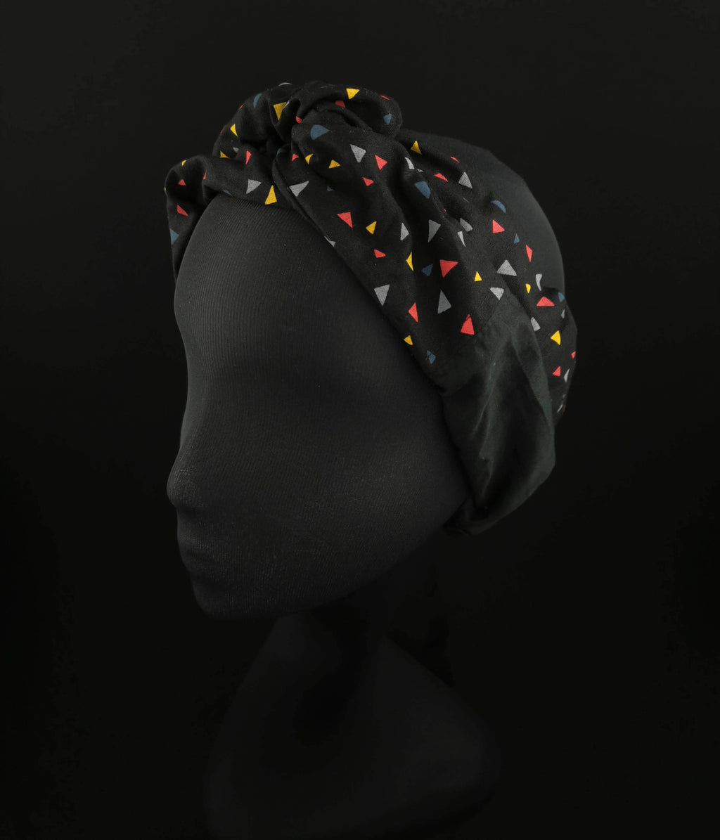 Multicolor Geometric Head Scarf in Cotton by JCN Fascinators - Bare Fashion