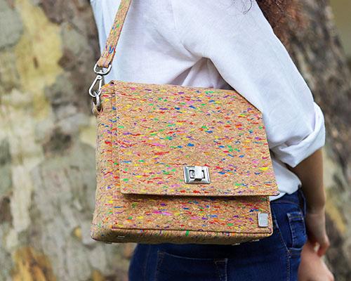 Fabrikk VELA LED Cork Handbag | Multicoloured Fleck | Vegan Leather by FABRIKK - Bare Fashion