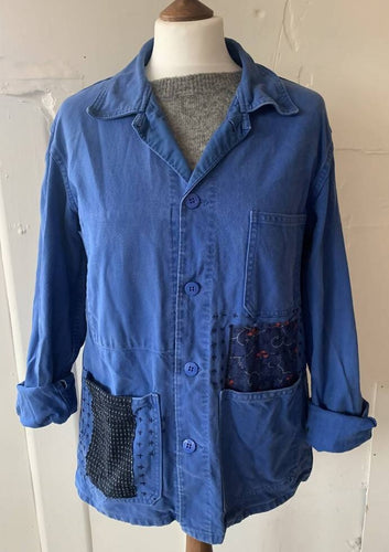 Sashiko Stitch Indigo Chore Jacket #4 by The Well Worn - Bare Fashion