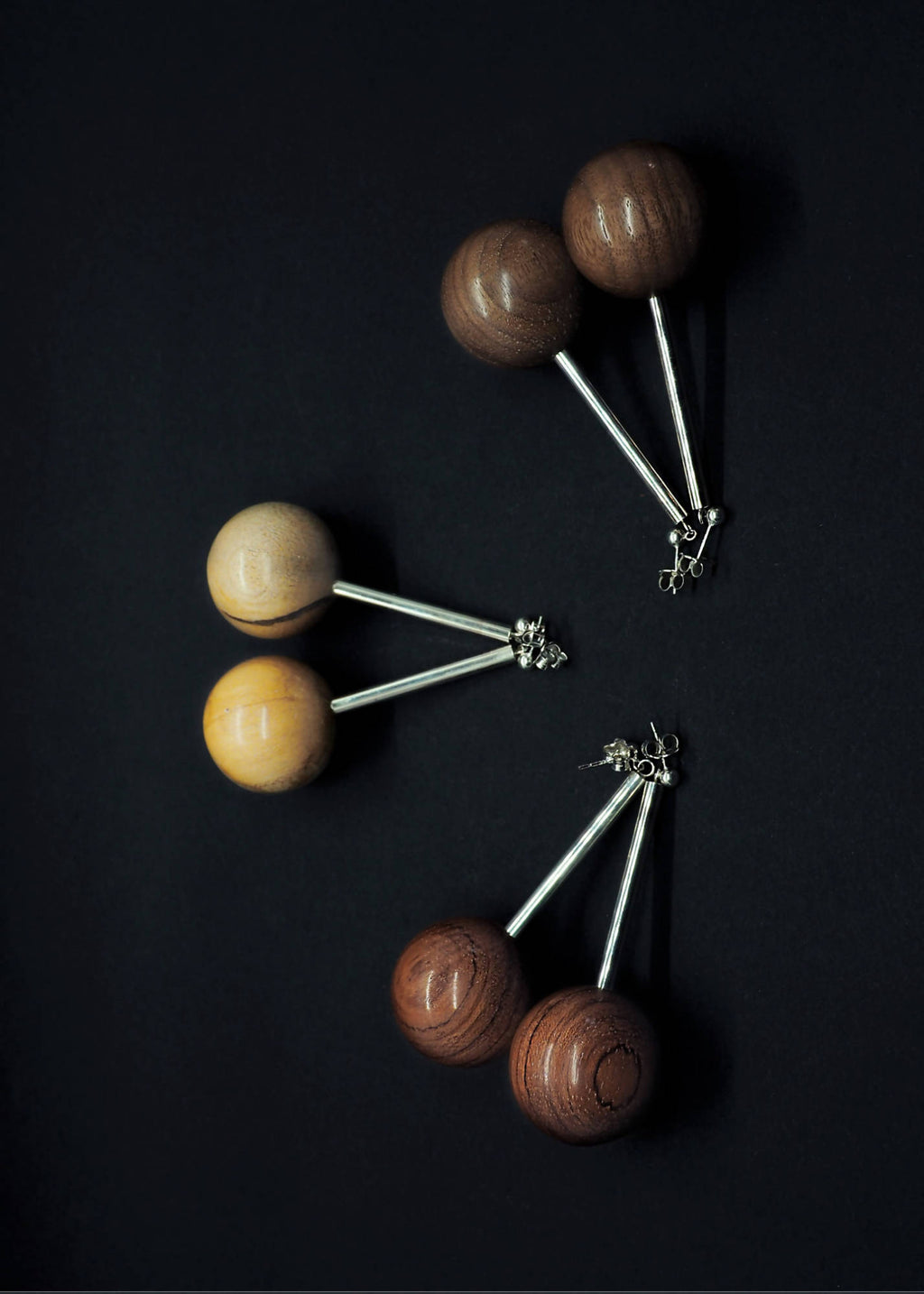 Gaia Bead and Silver Tube Earrings - Light Wood by Silverwood® jewellery - Bare Fashion