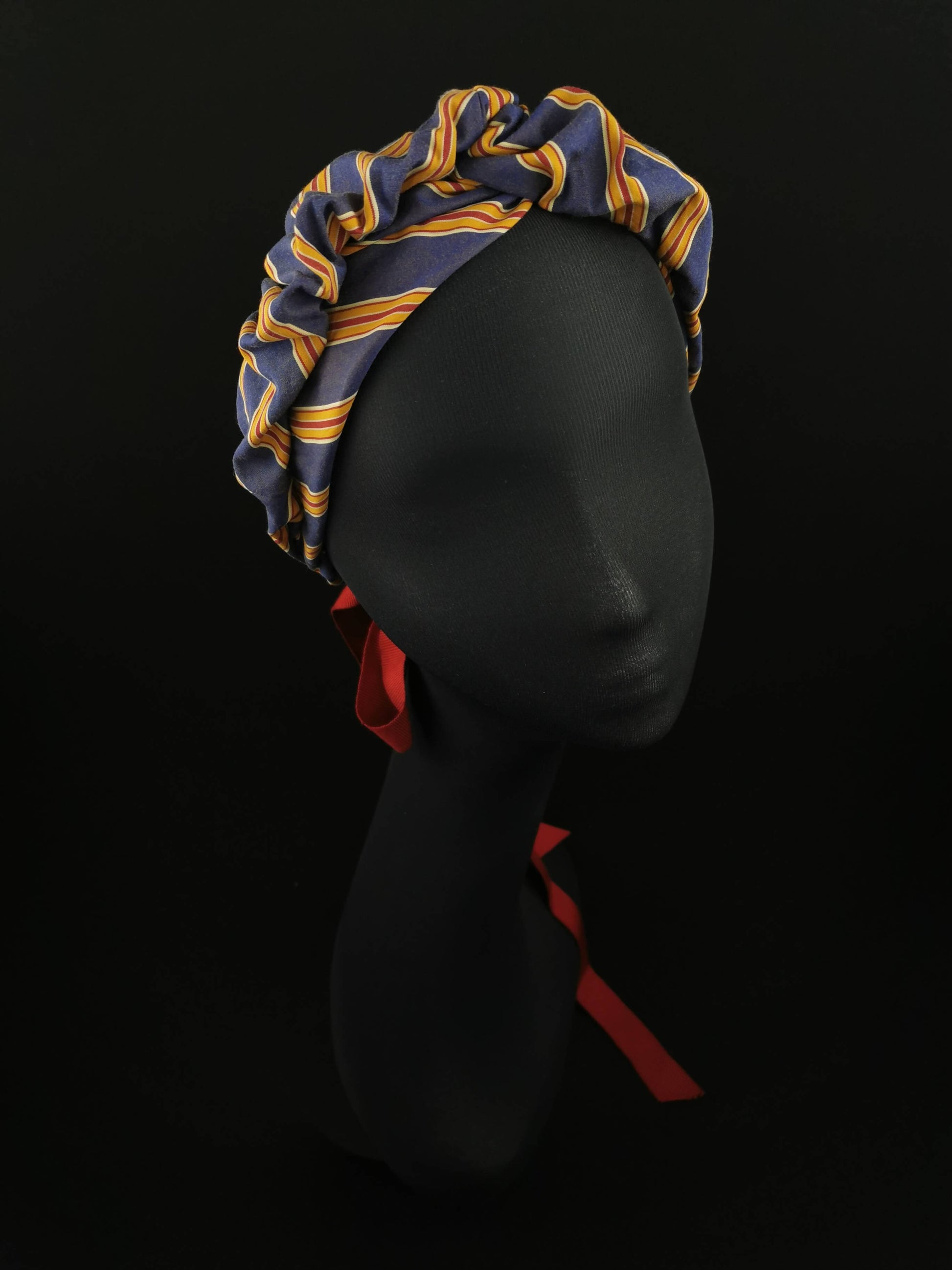 Vintage Grifoni Head Scarf in Cotton and Grosgrain by JCN Fascinators - Bare Fashion