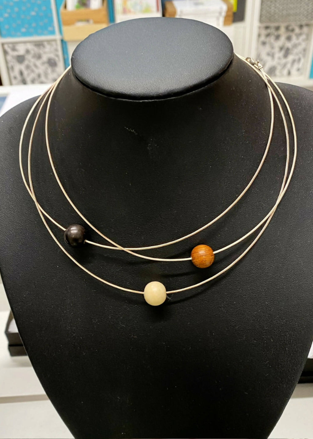 Lana Small Bead Cable Necklace - Black Wood by Silverwood® jewellery - Bare Fashion