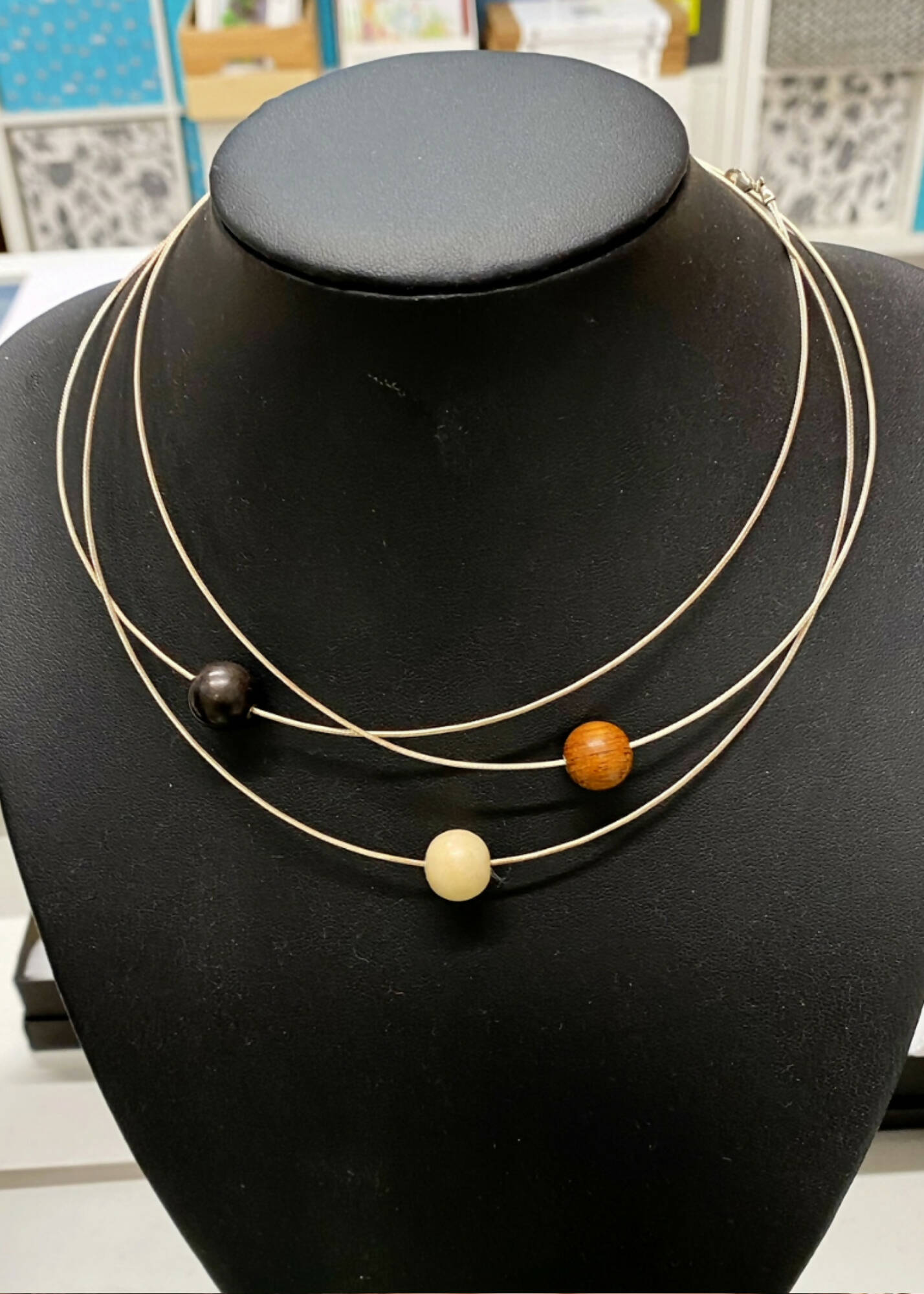 Lana Small Bead Cable Necklace - Black Wood by Silverwood® jewellery - Bare Fashion
