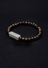 Load image into Gallery viewer, Brier Silver Block and Black Bead Unisex Bracelet - Black wood by Silverwood® jewellery - Bare Fashion
